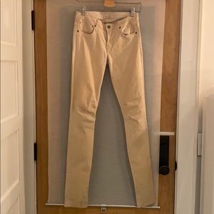 Helmut Lang: Skinny waxed/brushed gold Jeans sz 26